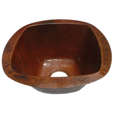 Mexican Copper Hammered Kitchen Sink -- s6050 Round Square Plain